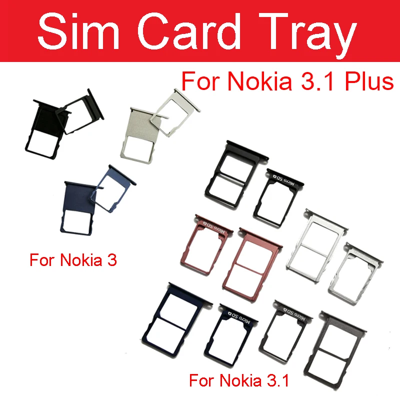 

Sim Card Tray Holder For Nokia 3 3.1 Plus TA-1049 TA-1057 TA-1063 TA-1070 TA-1074 Sim SD Card Adapter Replacement Repair Parts