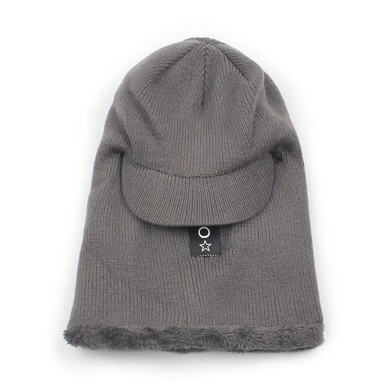 Новинка, мужские зимние шапочки Skullies, шерстяная вязанная шапка, маска, плюшевый Карманный головной убор, Толстая теплая зимняя шапка Unsex, модная шапка