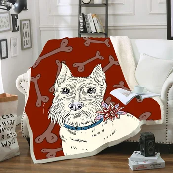 

Pet dog Funny Character Blanket 3D Print Sherpa Blanket on Bed Home Textiles Dreamlike Style 04