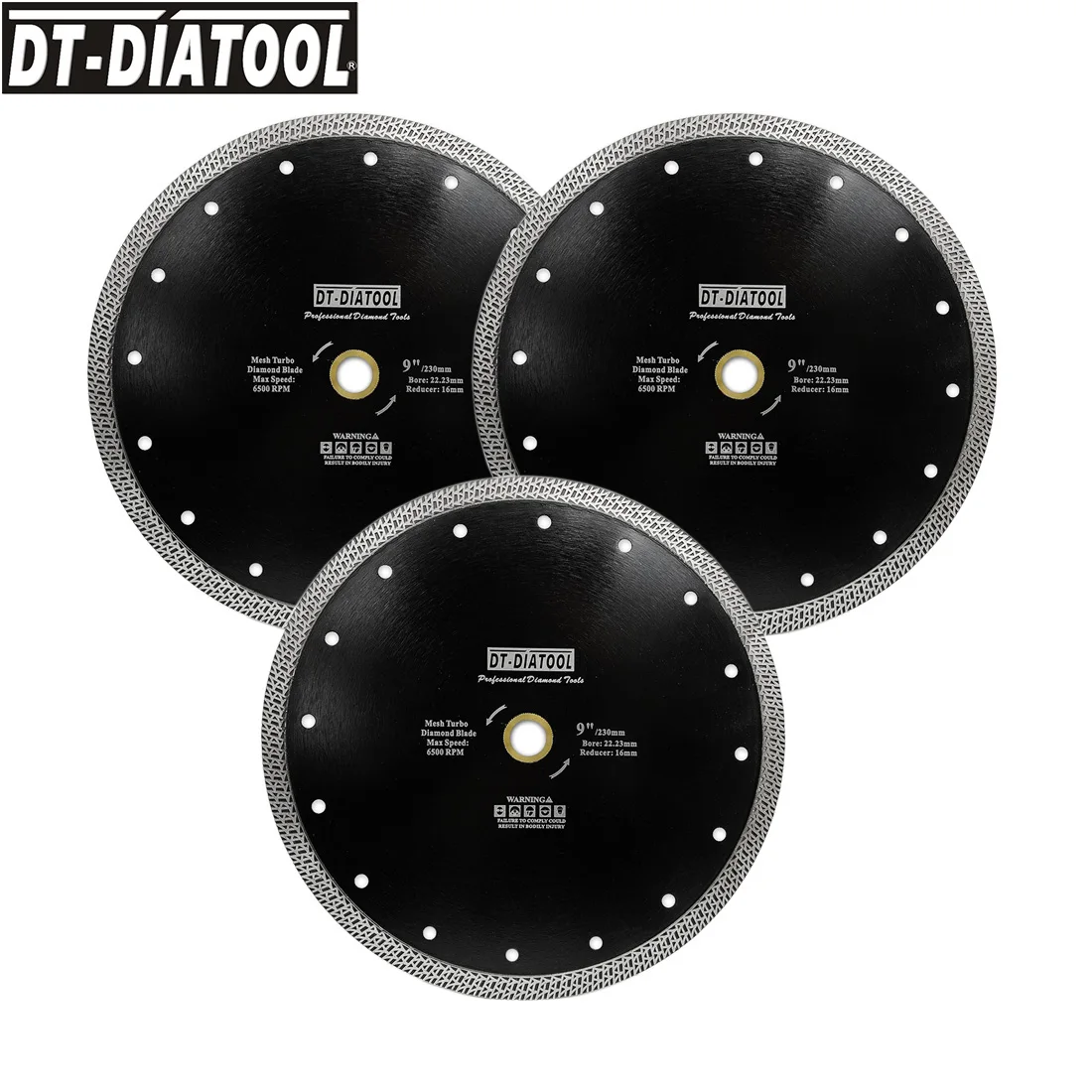 DT-DIATOOL 3 шт. диаметр 180 мм/" или 230 мм/9" Горячий-прессованный спеченный алмазный режущий диск Сетка турбо пильный диск для гранита мраморной плитки