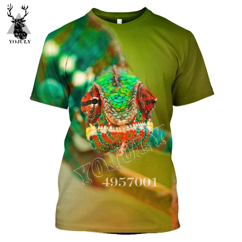 

YOJULY Unisex Summer Casual O-neck T-shirt chameleon Funny 3D Print Tops Men Vest/Sweatshirt/zipper Hooded hoodies/Shorts Y238