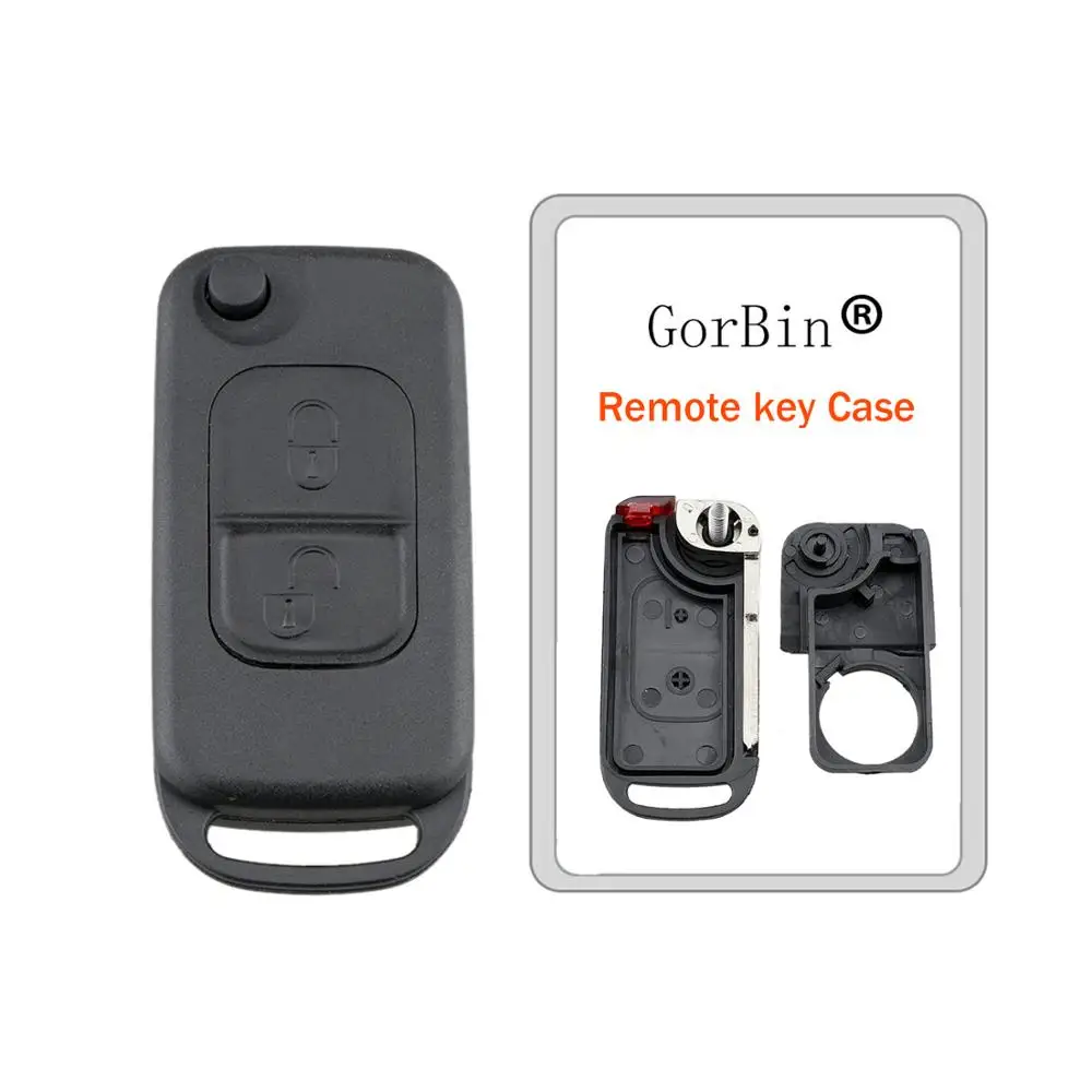 

GORBIN 2 Buttons Car Remote Key Shell for Mercedes Benz SLK E113 A C E S W168 W202 W203 Smart Car Key Fob Case Cover HU64 Blade