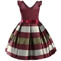 Robe à rayures à fleurs pour petites filles, robes de fête de mariage à fleurs, robe de princesse de noël pour enfants, vêtements pour filles 3