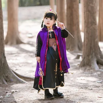 

2019 Movie Cosplay Costume Princess Anna Dress for Girls Cosplay Snow Queen Anna Kids Costume Christmas Fancy Dress