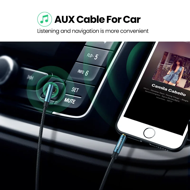 UGREEN Aux кабель аудио hi fi стерео штекер 90 градусов прямоугольный 3 5 мм динамик