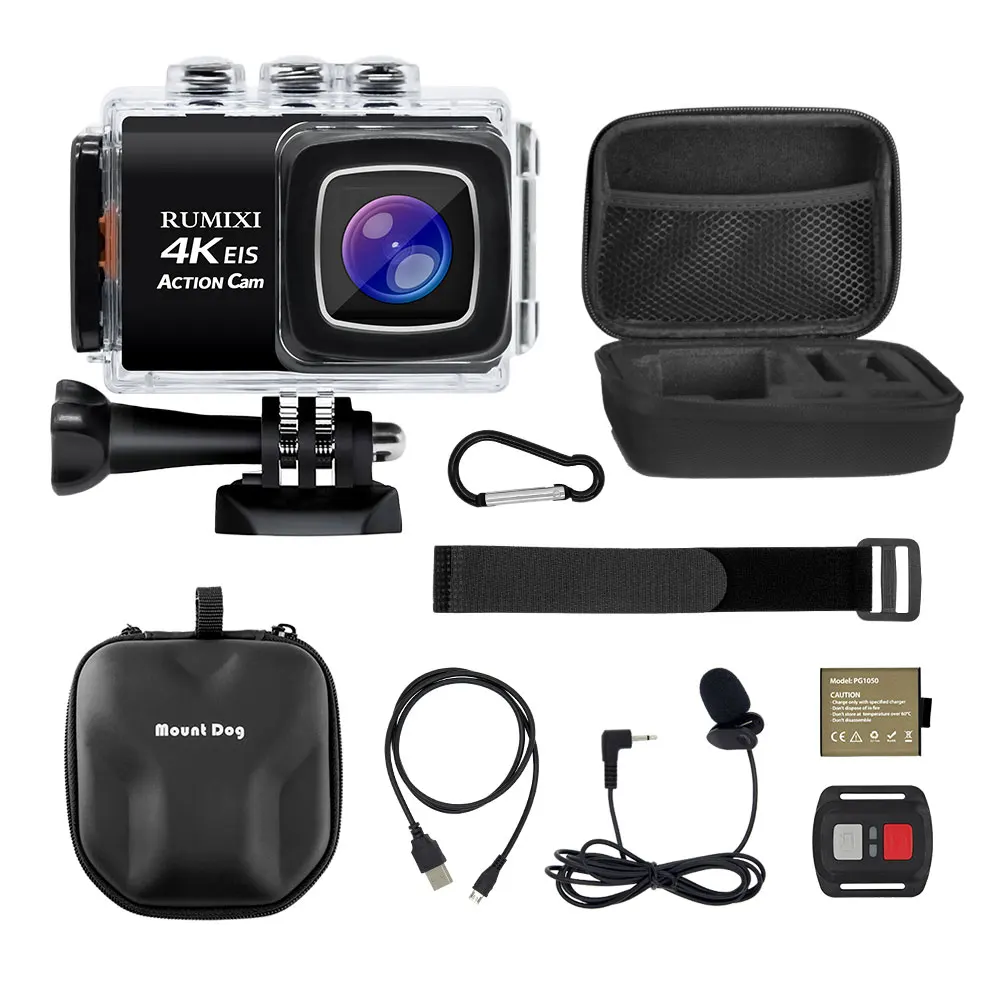 set 1 Mount tdog 4K Спортивная экшн-камера с функцией EIS пульт дистанционного управления подводный водонепроницаемый 30 м видео запись Cam с аксессуарами - Цвет: set 1