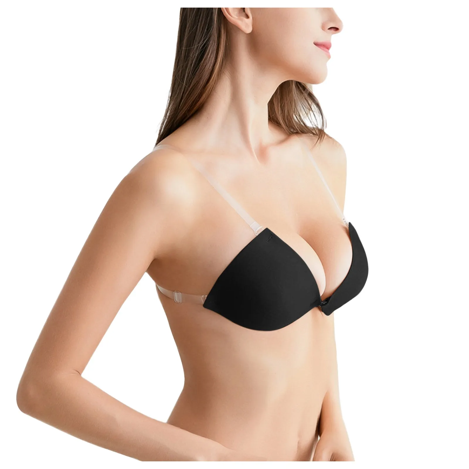 BRABIC Push Up Strapless Bras for Women Backless Sticky Adhesive Invisible Lift up Bra with Nipple Covers 