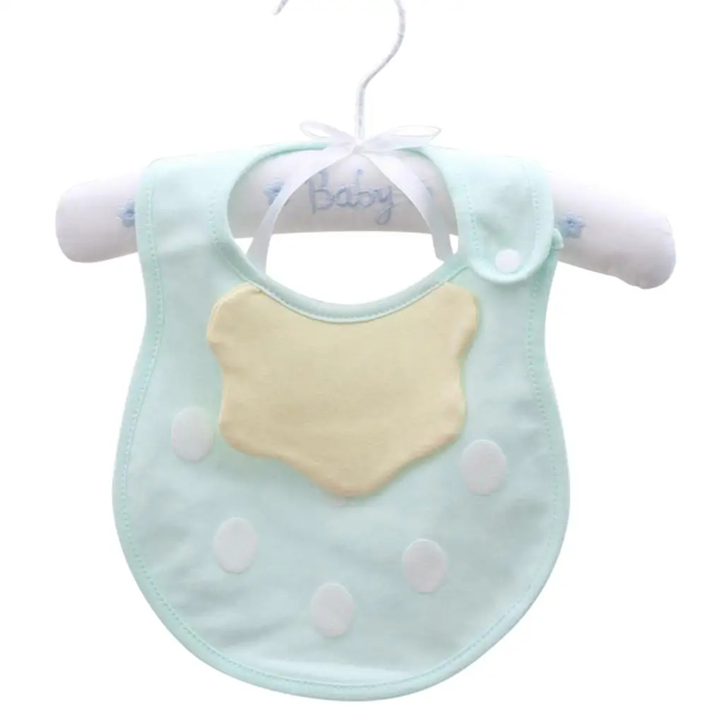 Kuulee 2PCS Baby Sweet Snap Button Cartoon Dual-layer Cotton Towel baby bib cotton multicolor 0-3 years old