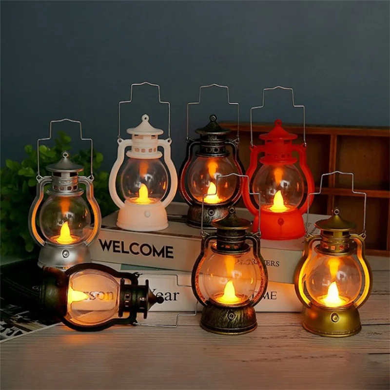 LED Halloween Retro Oil Lamp Lantern Led Energy-Saving Candle Light Decorations for Home Horror Props Kids Toy | Дом и сад