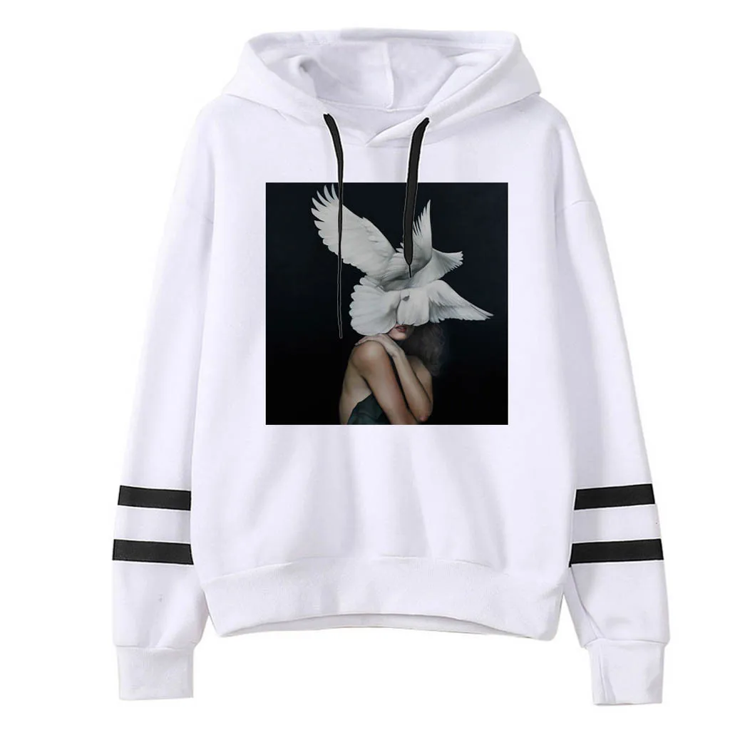 Hoodies Women Letter Printing Stripe Round Collar Long Sleeves Women Cute Women Hoodies Pullover Sweater Tops Bluza Damska