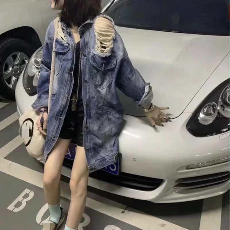 Осеннее длинное Свободное пальто Женская Ковбойская ветровка Befree жакет Harajuku Mujer ривердейл Уличная куртки BTS
