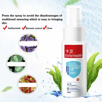 

75% Alcohol 60ml Antibacterial Hand Sanitizer Disinfection Spray Portable Hand Cleaner Sanitizer Disposable Safe Harmless