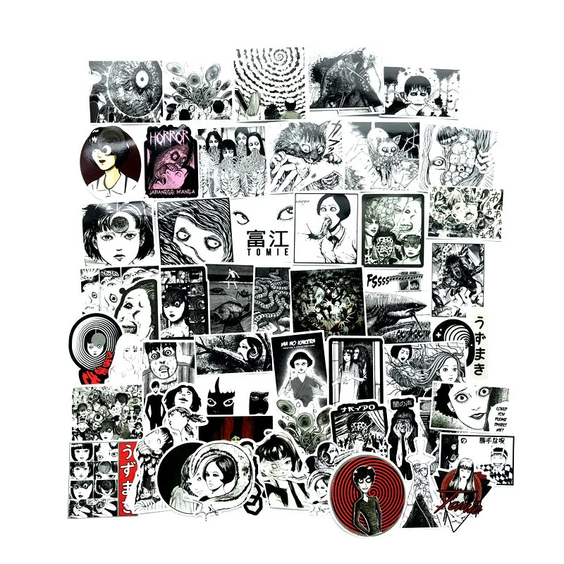 

56Pcs Junji Itou TOMIE Whirlpool Stickers for DIY Snowboard Scrapbooking Album Luggage Laptop Phone Sticker Decals Kids Toys