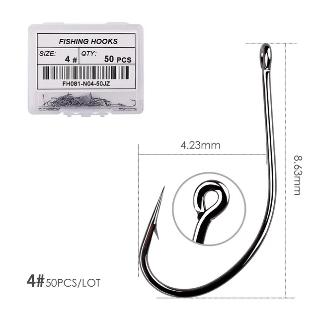 50pcs 10pcs Coating High Carbon Stainless Steel Barbed Carp Fishing Hooks Pack with Retail Original Box Fishing Hook Tackle Size 4 - 50pcs