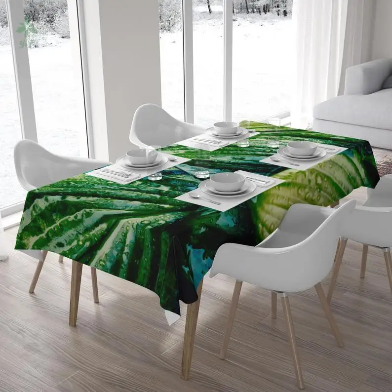 

Leaf Tablecloth Hosta Plant Nature Photography Green Table Cover Plant Lover Gift Kitchen Accessory Home Decor