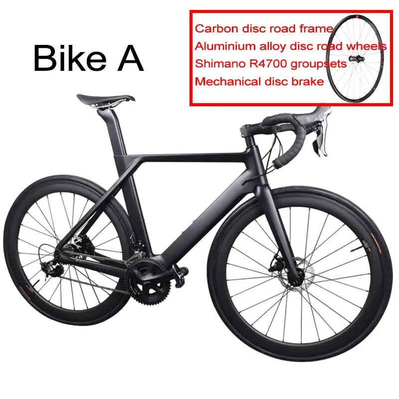 Bike A Полный диск карбоновый дорожный велосипед с Sh1mano 4700/R7000/R8000/R9100 Углеродные колеса велосипеда - Цвет: Bike A