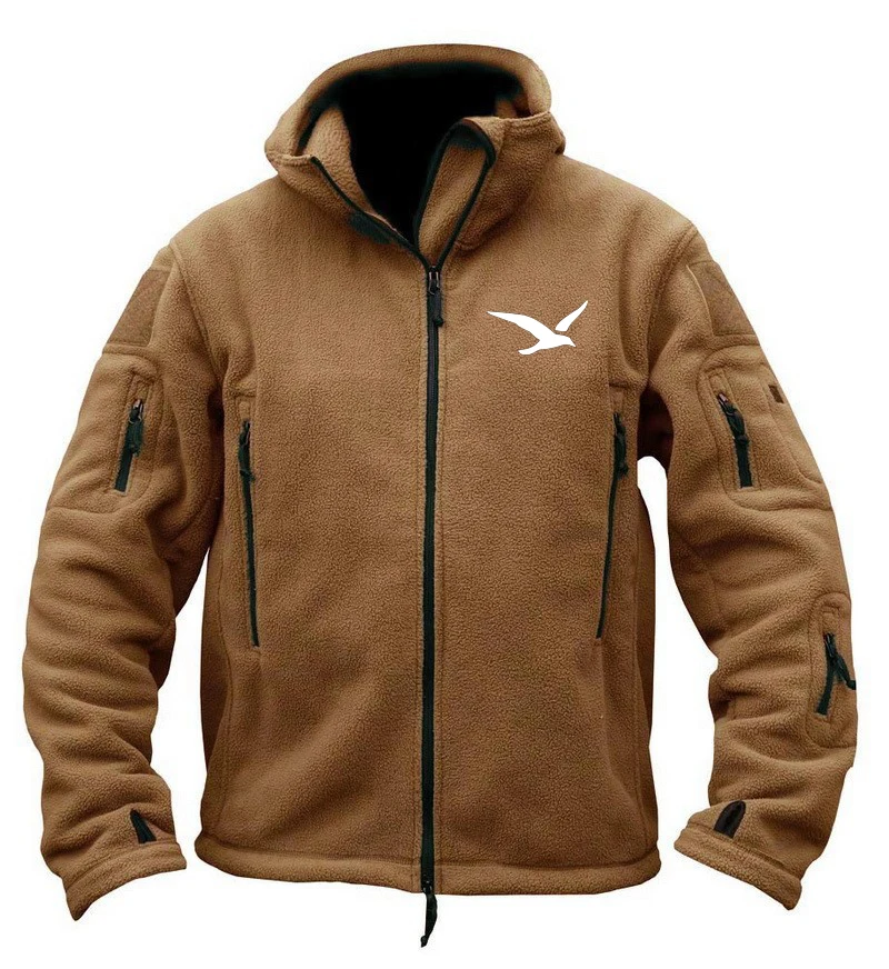 

Print Seagull Men Military Bomber Jacket Coat Fleece Tactical Overcoat Male Outdoor Hooded Zipper Solid Thermal Outwear Jackets