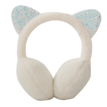 

Ladies Winter Warm Cute Earmuffs Outdoor Earmuffs Creative New Sequins Cat Ears Plush Children Warm Earmuffs Winter Cold Student