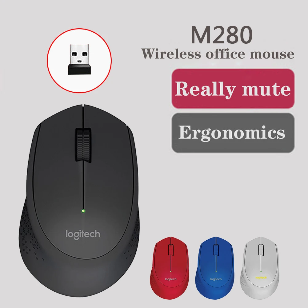 Беспроводная оптическая мышь Logitech M280 2 4 ГГц 3 кнопки приемник портативная
