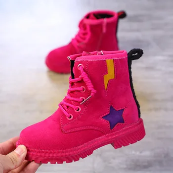

Winter Autumn Fashion Warm Children Boots Cotton Leather Shoes Warm Girls Ankle Boots Kids Princess Shoes Size 27-37 B221