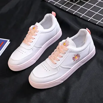 

2020 Spring Sneakers Women Canvas Shoes Candy Color Flat PU Leather and Air Mesh Sneaker Fashion Platform Casual Shoes