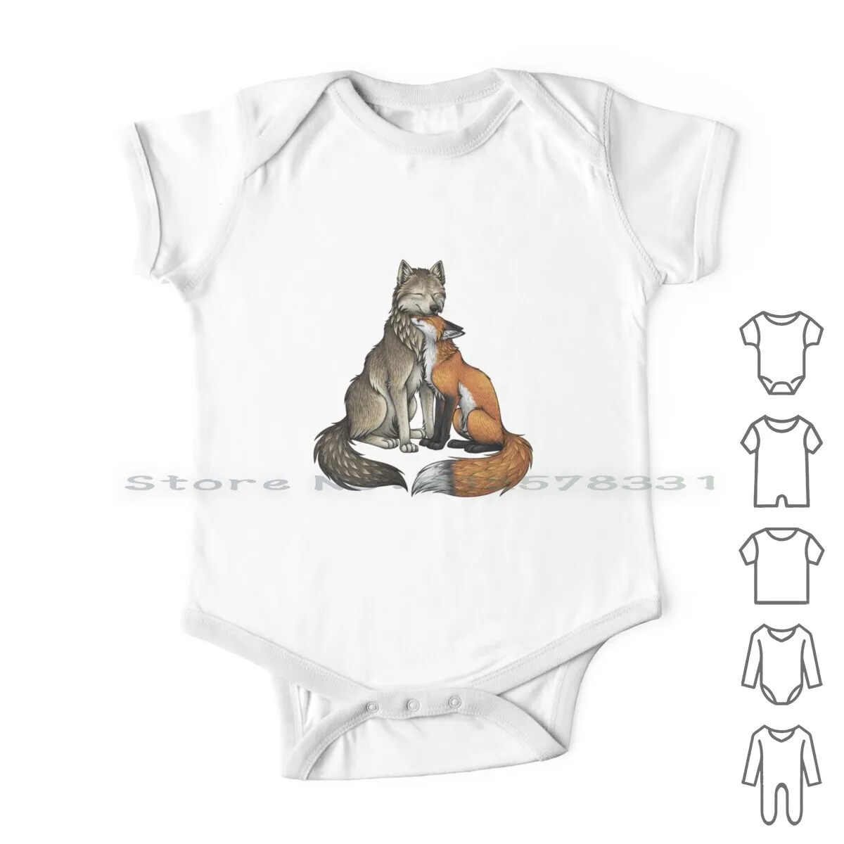 

Wolf & Fox Newborn Baby Clothes Rompers Cotton Jumpsuits Red Fox Grey Wolf Wolf And Fox Nature Animal Cute Couple Romantic Love