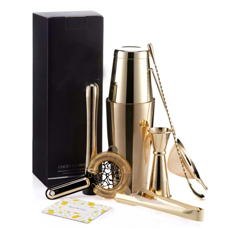 

Seven-piece Cocktail Shaker Set 304 Stainless Steel Boston Bartender Bar Shaker Kit Bar Tool