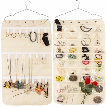

Hanging Storage Bag 80-Pockets Necklace Jewelry Pouch Display Holder Non-Woven Double-Sided Travel Supplies Dust-Proof Bags