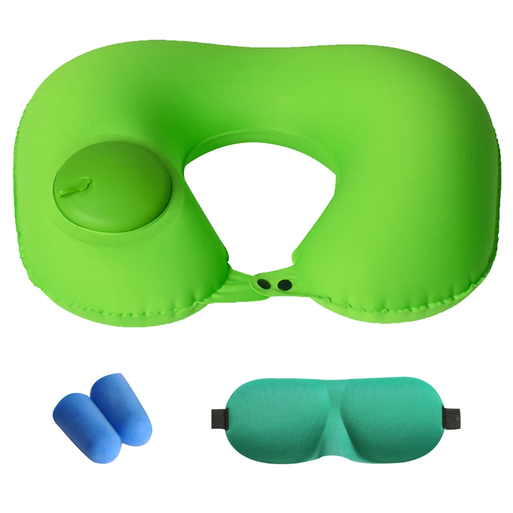 B-green 40x29.5cm Urijk U-Shape Travel Pillows For Airplane Inflatable Neck Pillow Travel Accessories Comfortable Pillows For Sleep Home Textile - Цвет: B-green 40x29.5cm