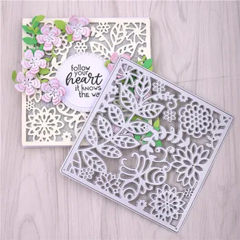

YaMinSanNiO Square Flower Dies Metal Cutting Dies Embossing Crafts Scrapbook Spring Holiday Frame Template Paper Die Cuts New