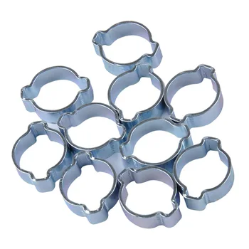

10 Pack of Mini Double Ear O Clips Hose Tube Fuel Clamps, 5-7mm - Carbon Steel