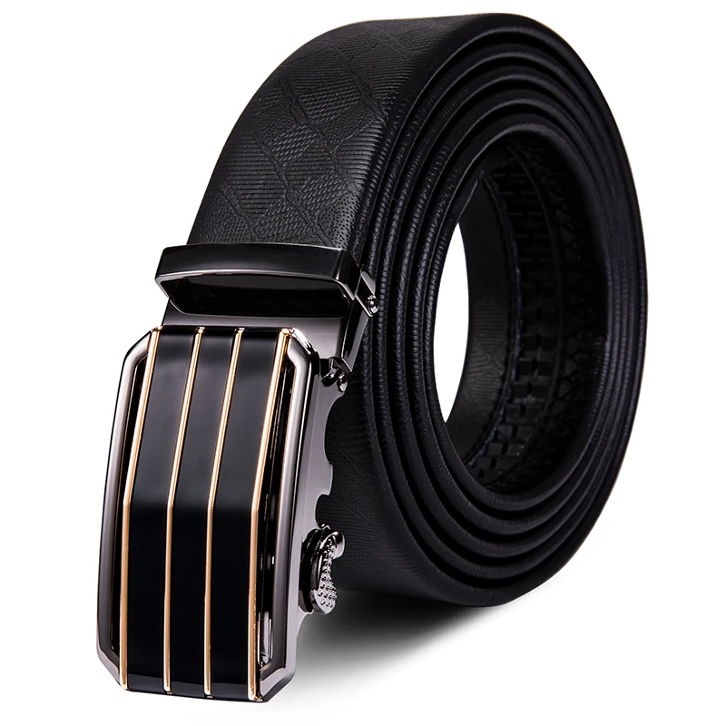 PD-2120-DE-A Hi-Tie, известный бренд, мужской ремень, Воловья кожа, натуральная кожа, черный ремень, автоматическая Золотая Пряжка, высокое качество, деловые мужские ремни - Цвет: PD-2120-DE-A
