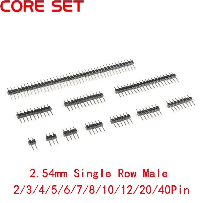 10 шт. 2,54 мм Однорядная Мужской 2~ 40P аварийное отсоединение PCB плата контакты коннектора полосы выносной 2/3/4/5/6/8/10/12/20/40Pin