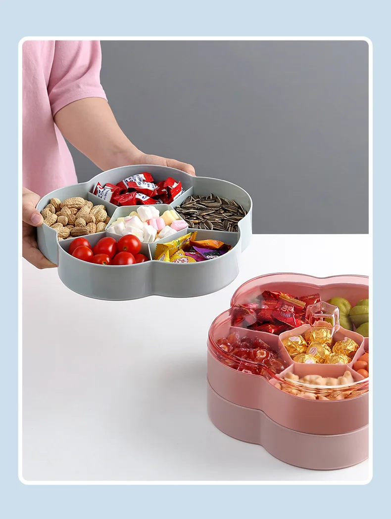 Travelwant Candy and Nut Serving Container, Appetizer Tray with  Lid,Compartment Round Plastic Food Storage Lunch Organizer, Divided  Christmas Keto