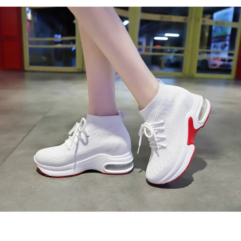 

Flying Woven Mesh High-quality Women's Shoes Thick-sole Air-cushion Flat Shoes; Spring Casual Fashion Women's Little White Shoes