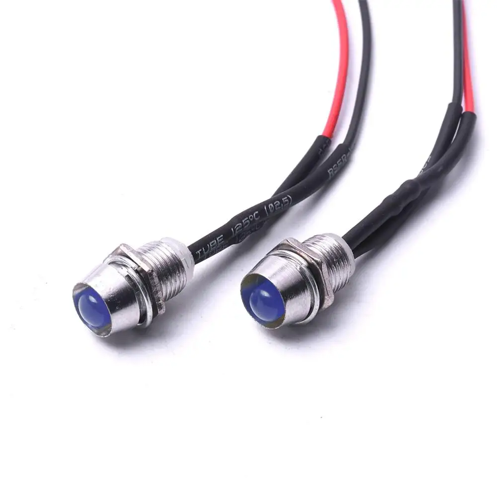10pcs IP65 Waterproof AD26C-8L DC 12V LED Metal Warning Indicator Light Signal Lamp With Wire Red Yellow Blue Green White