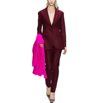 

Customized women's slim single-breasted suit two-piece suit (jacket + pants) ladies business fashion formal business wear