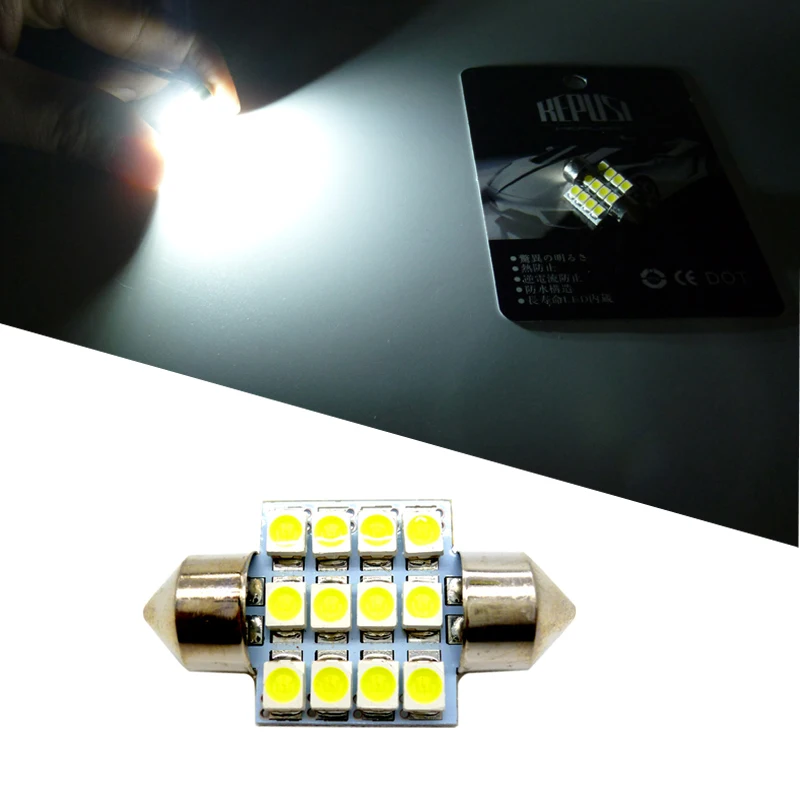 

31MM 12 SMD 3528 LED Light Dome Map Door Festoon 3022 Bulb DC 12V White Car Accessories