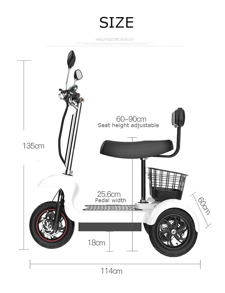 Daibot Electric Tricycle Bike 3 Wheels Electric Scooters Single Motor 500W 48V WhiteBlack Electric Scooter With Seat Adults  (3)