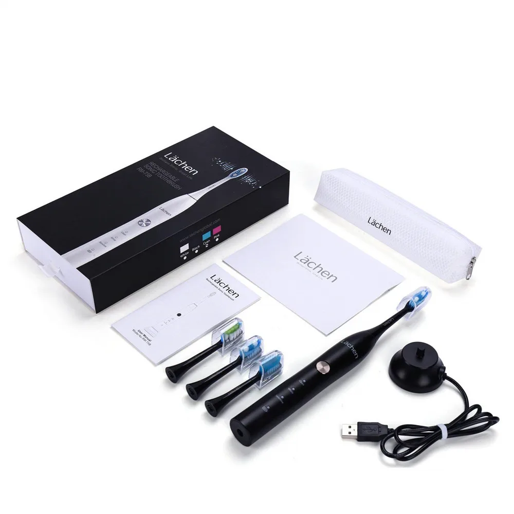 Lachen RM-T5B Electric Toothbrush Sonic Toothbrush with 4 brush heads and timer 3 modes USB charging 60 days battery life IPX7 Lachen RM-T5B Electric Toothbrush Sonic Toothbrush with 4 brush heads and timer 3 modes USB charging 60 days battery life IPX7