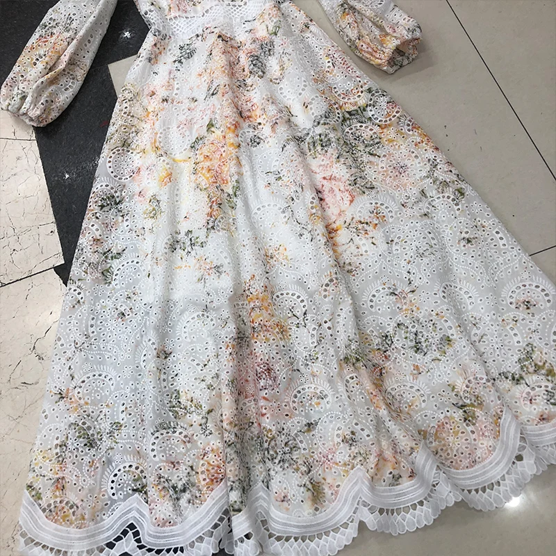 AELESEEN High Quality Lace Dress Runway Fashion