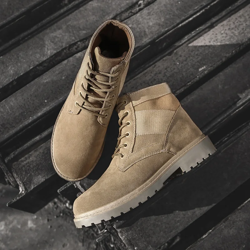 

Autumn/Winter Warm Working Boots for Men with Fur Men Cow Suede Boots Fashion Mens Tactical Boots Designer Brown Vintage Boots