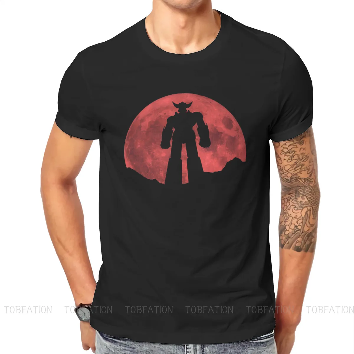 UFO Robot Goldrake Grendizer Anime Red Moon Classic T Shirt Grunge Summer Loose Cotton Men Cloth Harajuku O-Neck TShirt | Мужская одежда
