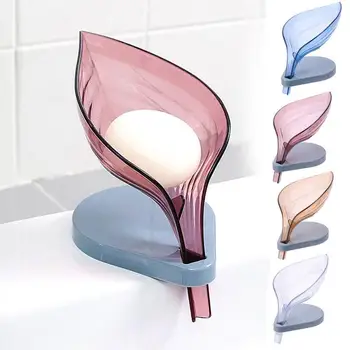 

Drain Soap Box Creative Leaf Suction Cup Soap Storage Box Storage Drying Rack Bathroom Cleaning Case