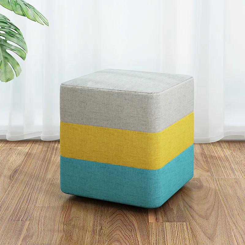 

Small bench home creative Children's Stools Rainbow wood strong sturdy desk Living room mini sofa chair Breathable cloth stool