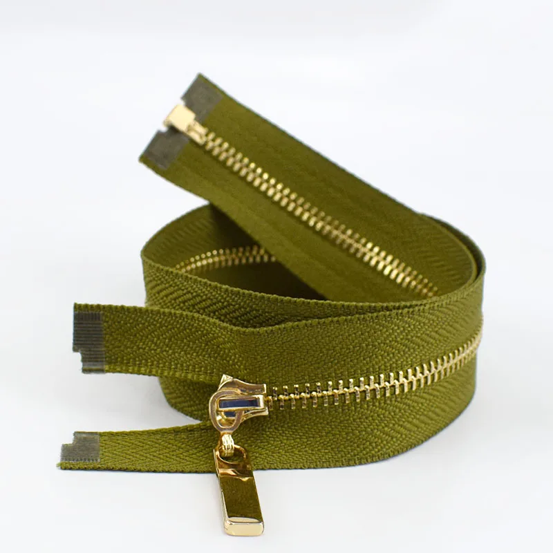army green 2 шт. Meetee 3# Металлические молнии с открытым концом 40/70 см золотые зубы Длинные молнии для шитья сумки пуховик юбка одежда аксессуары - Цвет: army green