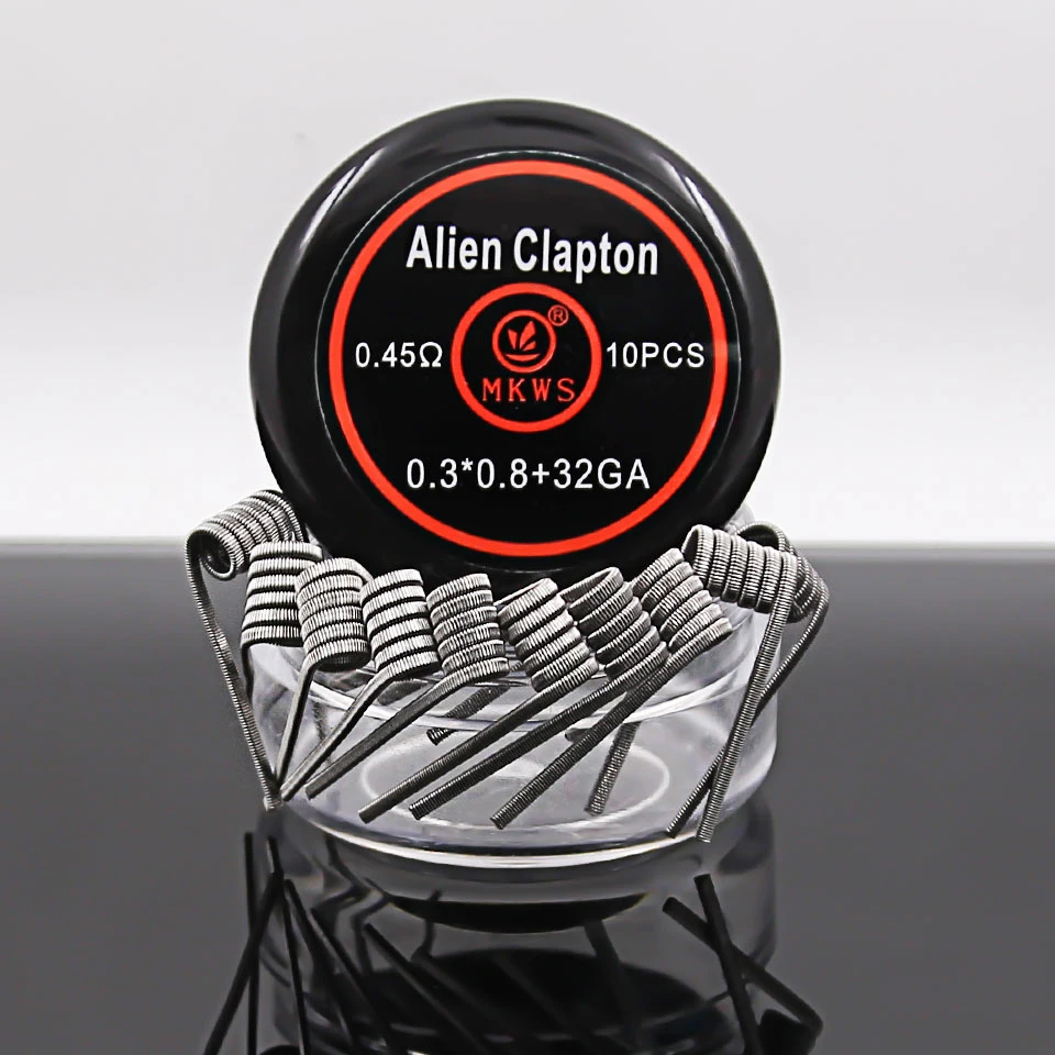 10 шт. Alien clapton ss316L NI80 A1 готовые катушки для электронных сигарет RBA RDA RTA vape tank heating