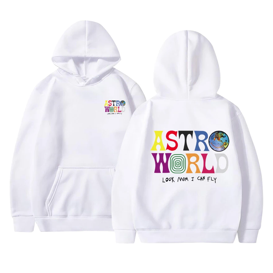 Толстовки с капюшоном вышитым буквенным принтом Travis Scotts ASTROWORLD 2019 | Мужская одежда