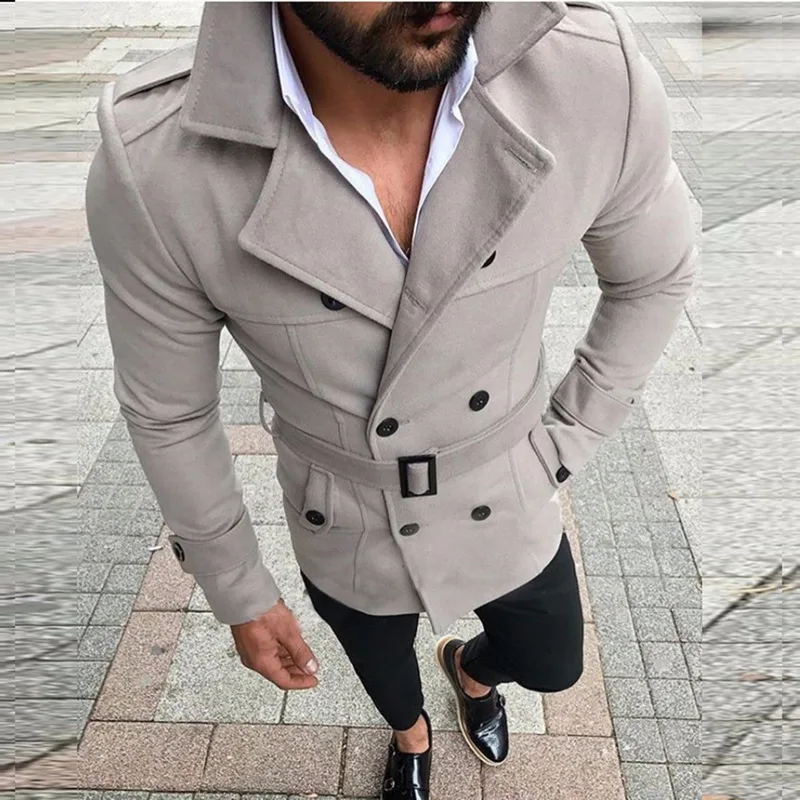 

PUIMENTIUA 2019 New Trench Coat Men Classic Double Breasted Long Male Coat men's Clothing Long Jackets Coats British Style Coat