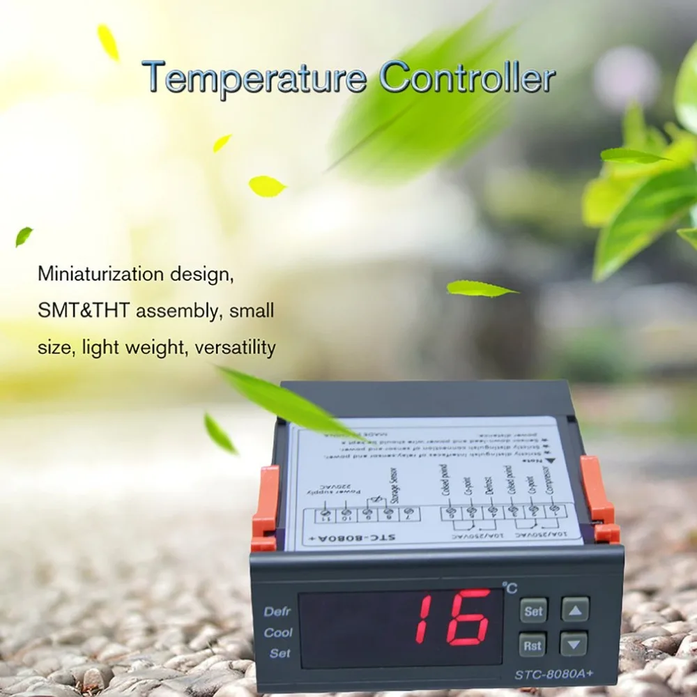 STC-8080A Refrigeration Temperature Controller Automatic Timing Defrost Intelligent Thermostat Alarm Function 12V 110V 220V